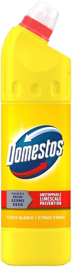 Domestos Thick Bleach Multi Purpose Disinfectant Cleaner | Germ Removal, Prevents Limescale 3x Longer, Antibacterial Toilet Cleaner, Bathroom, Kitchen & Drain Cleaner | 750ml (9, Citrus Fresh)