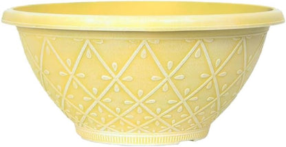 shopior Plastic Prisma Bowl Planter – Round Garden Flower Pot with Drainage Holes, Weatherproof Durable Plastic, Outdoor & Indoor Plant Pot for Home, Patio, Balcony & Garden (MossGreen-30cm, Pack 1)