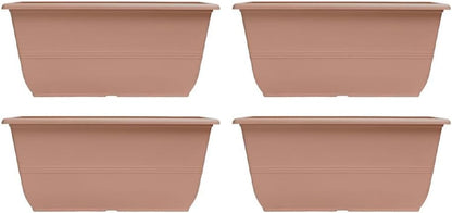shopior 30cm (12 Inch) Peach Terracotta Plastic Plant Pots – 10L Round Garden Planters with Drainage – Weatherproof Indoor & Outdoor Tub (Peach Terracotta, Phidelphia Window Box 20"-Pack 1)