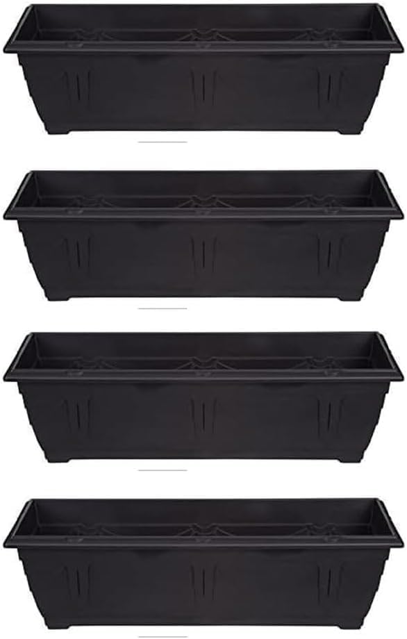 shopior Venetian Window Box Planter Pot– Durable Rectangle Plastic Outdoor Planters for Home & Garden | Planting Trough for Windows (Green - Pack 1, 40cm - (Window Box))