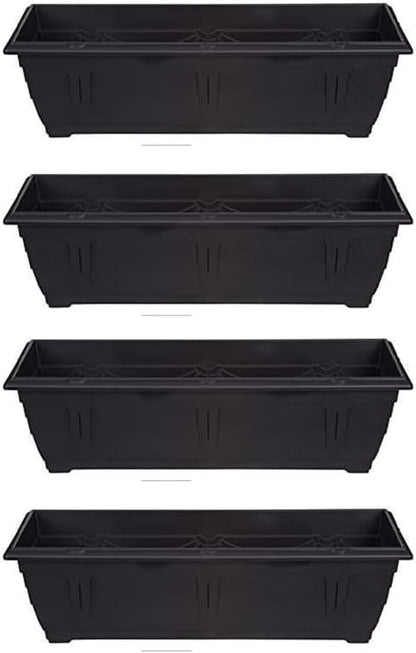 shopior Venetian Window Box Planter Pot– Durable Rectangle Plastic Outdoor Planters for Home & Garden | Planting Trough for Windows (Green - Pack 1, 40cm - (Window Box))