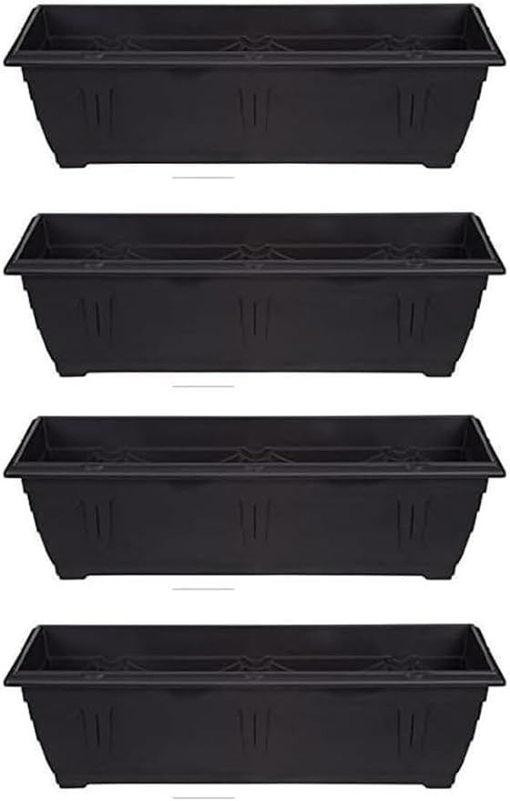 shopior Venetian Window Box Planter Pot– Durable Rectangle Plastic Outdoor Planters for Home & Garden | Planting Trough for Windows (Green - Pack 1, 40cm - (Window Box))