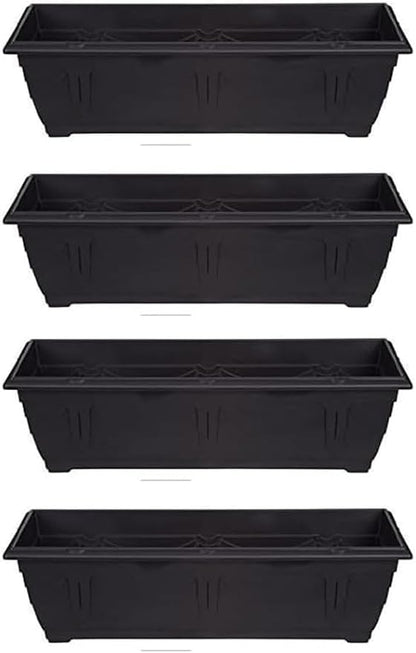 shopior Venetian Window Box Planter Pot– Durable Rectangle Plastic Outdoor Planters for Home & Garden | Planting Trough for Windows (Green - Pack 1, 40cm - (Window Box))