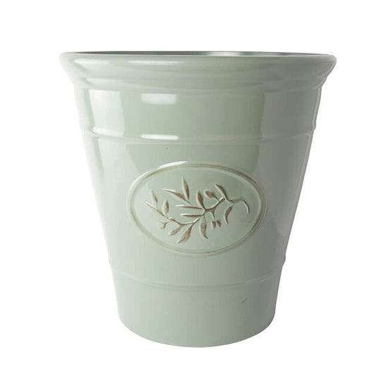 Plastic Outdoor Classic Olive Planter With Glossy Finish 23cm Frost Proof Long Lasting Flower Pot Garden Planter-Green