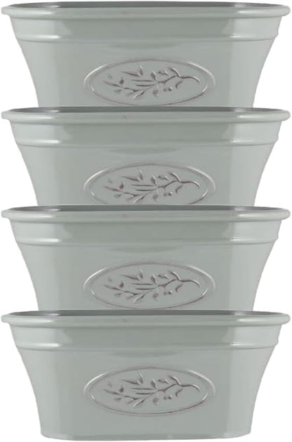 shopior Classic Olive Plastic Planter Trough for Gardening – Flowers Pot with Glossy Finish Weatherproof Plant Pot with Drainage Holes – Gardens, Balconies & Windowsills | 38cm (38cm-Green, Pack 2)