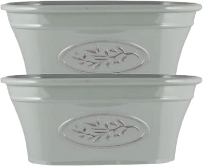 shopior Classic Olive Plastic Planter Trough for Gardening – Flowers Pot with Glossy Finish Weatherproof Plant Pot with Drainage Holes – Gardens, Balconies & Windowsills | 38cm (38cm-Green, Pack 2)