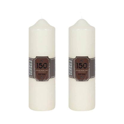 OnlineStreet Church Pillar Candles - Unscented Overdipped White Candles with Long Burning Times of 150 Hours, 24 cm Tall (Pack of 2), 7 cm