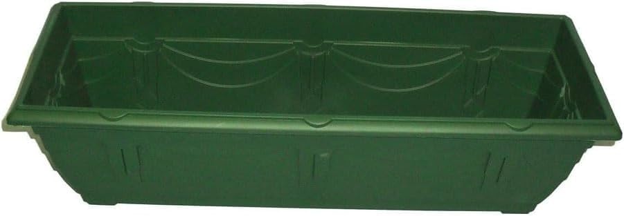 shopior Venetian Window Box Planter Pot– Durable Rectangle Plastic Outdoor Planters for Home & Garden | Planting Trough for Windows (Green - Pack 1, 40cm - (Window Box))