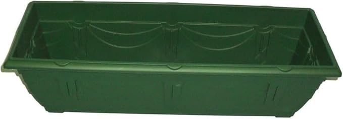 shopior Venetian Window Box Planter Pot– Durable Rectangle Plastic Outdoor Planters for Home & Garden | Planting Trough for Windows (Green - Pack 1, 40cm - (Window Box))