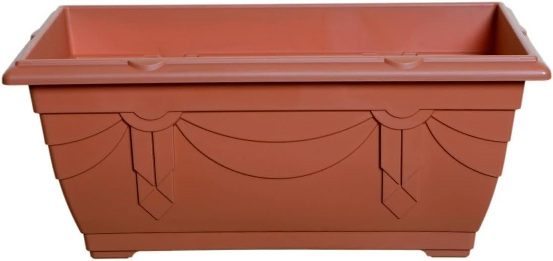 shopior Venetian Window Box Planter Pot– Durable Rectangle Plastic Outdoor Planters for Home & Garden | Planting Trough for Windows (Green - Pack 1, 40cm - (Window Box))