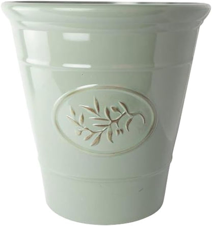 Classic Olive Plastic Planter for Gardening – Outdoor & Indoor Flowers Pot with Glossy Finish | Weatherproof Plant Pot with Drainage Holes – Flower Pots for Gardens & Balconies (Grey, 23cm-Pack 2)