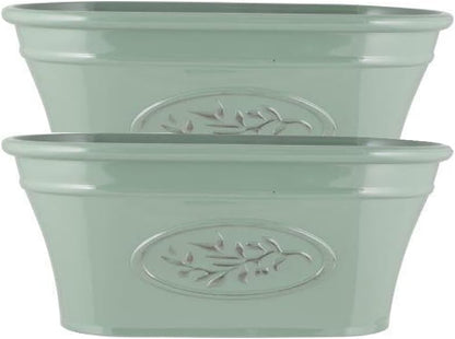 shopior Classic Olive Plastic Planter Trough for Gardening – Flowers Pot with Glossy Finish Weatherproof Plant Pot with Drainage Holes – Gardens, Balconies & Windowsills | 38cm (38cm-Green, Pack 2)