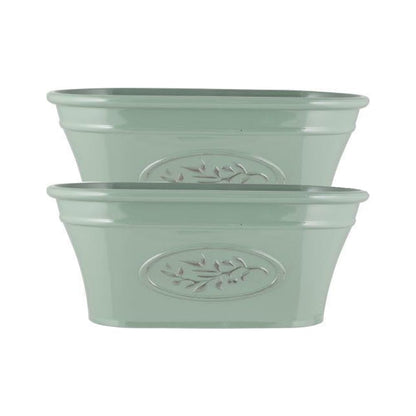 shopior Classic Olive Plastic Planter Trough for Gardening – Flowers Pot with Glossy Finish Weatherproof Plant Pot with Drainage Holes – Gardens, Balconies & Windowsills | 38cm (38cm-Green, Pack 2)