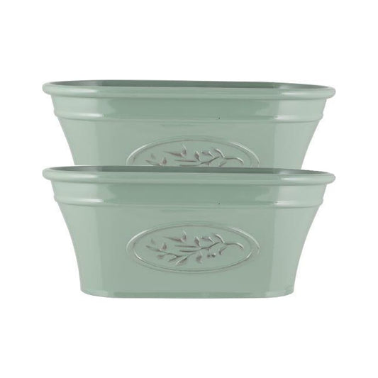 shopior Classic Olive Plastic Planter Trough for Gardening – Flowers Pot with Glossy Finish Weatherproof Plant Pot with Drainage Holes – Gardens, Balconies & Windowsills | 38cm (38cm-Green, Pack 2)