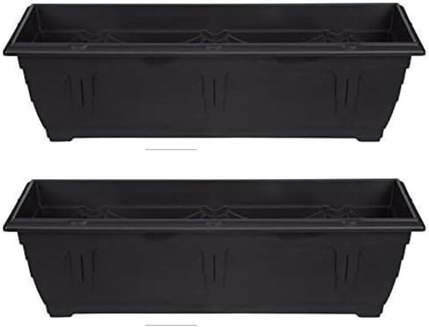 shopior Venetian Window Box Planter Pot– Durable Rectangle Plastic Outdoor Planters for Home & Garden | Planting Trough for Windows (Terracotta - Pack 6, 60cm - (Window Box))