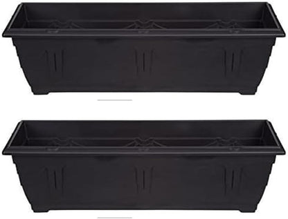 shopior Venetian Window Box Planter Pot– Durable Rectangle Plastic Outdoor Planters for Home & Garden | Planting Trough for Windows (Terracotta - Pack 6, 60cm - (Window Box))