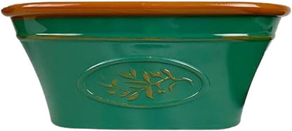 shopior Classic Olive Plastic Planter Trough for Gardening – Flowers Pot with Glossy Finish Weatherproof Plant Pot with Drainage Holes – Gardens, Balconies & Windowsills | 38cm (38cm-Green, Pack 2)