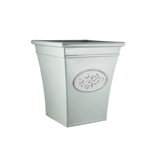 Plastic Outdoor Tall Square Olive Planter for Gardening – Outdoor/Indoor Flowers Pot with Glossy Finish - Weatherproof Garden Home Plant Pot – Gardens, Balconies & Windowsills (Grey 35cm, Pack of 1)