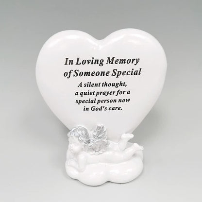 Memorial Heart Plaques Grave Cherub Ornaments - Personalised Grave Decoration Plaques, Cherub, Engraved with Remembrance Quotes in Loving Memory of your Special Ones (Someone Special)
