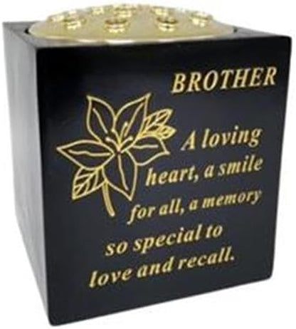 Graveside Memorial Vase – Weatherproof Grave Flower Container with Removable Lid – Elegant Cemetery Tribute Vase | Remembrance Ornament, Sympathy Gift for Loved One (Brother)