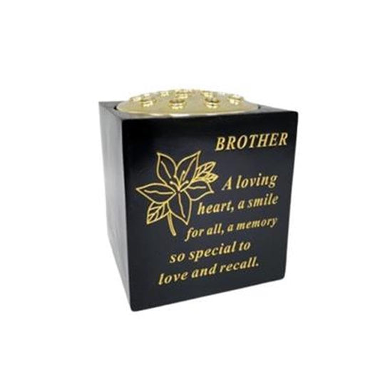 Graveside Memorial Vase – Weatherproof Grave Flower Container with Removable Lid – Elegant Cemetery Tribute Vase | Remembrance Ornament, Sympathy Gift for Loved One (Brother)