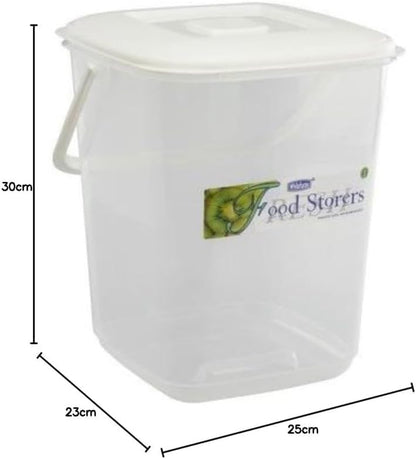 10L Durable Clear Plastic Food Storage Canister with Handle & Airtight Lid – Large Kitchen Container | Multipurpose for Flour, Rice, Cereal, Biscuits, Pet Food, Flour & Baking (Pack of 1)