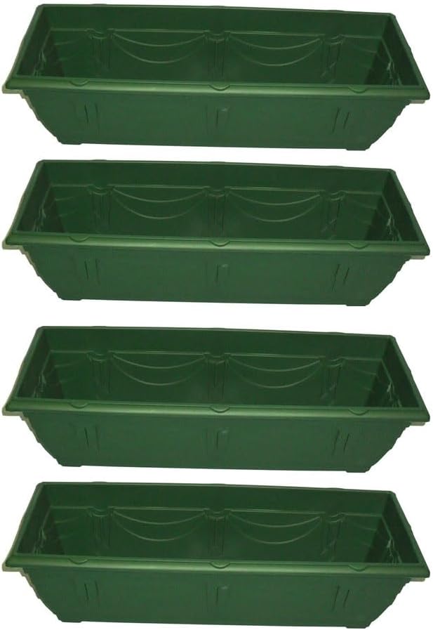 shopior Venetian Window Box Planter Pot– Durable Rectangle Plastic Outdoor Planters for Home & Garden | Planting Trough for Windows (Terracotta - Pack 6, 60cm - (Window Box))