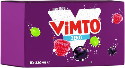 Vimto Original Real Fruit, Blackcurrant, Grape & Raspberry - No Added Sugar Fizzy Fruity Soft Drink - Multipack Cans (24 X 330ml)