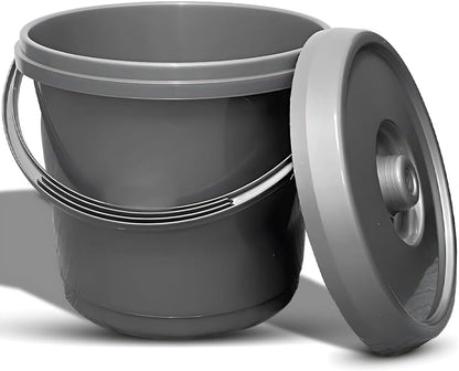 Plastic Bucket with Lid Handle – 3 Gallon Nappy Storage Bin for Baby Diapers | Durable Food Grade Plastic Storage Container for Cleaning Supplies, Toys, Pet Food – Multi Purpose Use, 14L (Silver)