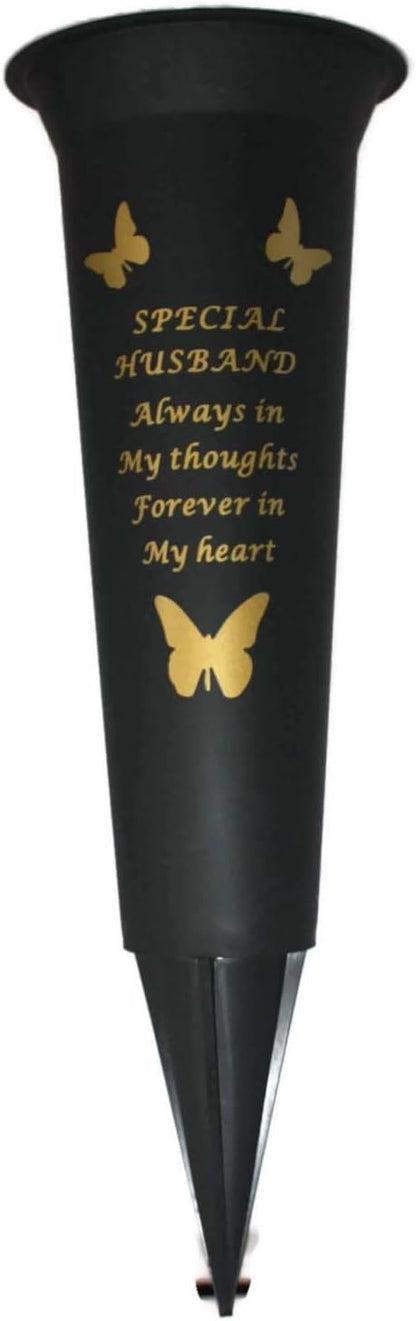 Special Husband Verse Graveside Memorial Grave Spiked Flower Vase by David Fischhoff