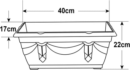shopior Venetian Window Box Planter Pot– Durable Rectangle Plastic Outdoor Planters for Home & Garden | Planting Trough for Windows (Green - Pack 1, 40cm - (Window Box))