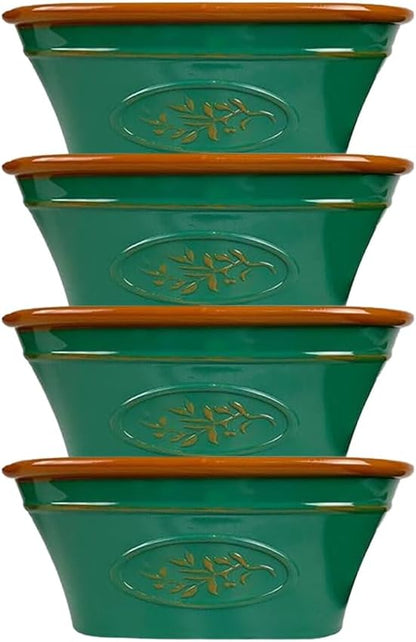 shopior Classic Olive Plastic Planter Trough for Gardening – Flowers Pot with Glossy Finish Weatherproof Plant Pot with Drainage Holes – Gardens, Balconies & Windowsills | 38cm (38cm-Green, Pack 2)