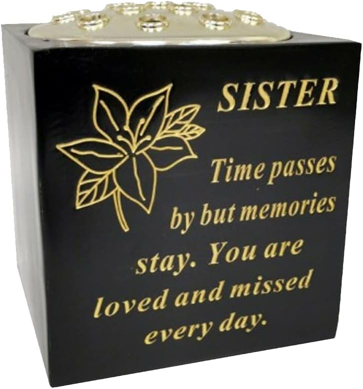 Graveside Memorial Vase – Weatherproof Grave Flower Container with Removable Lid – Elegant Cemetery Tribute Vase | Remembrance Ornament, Sympathy Gift for Loved One (Brother)