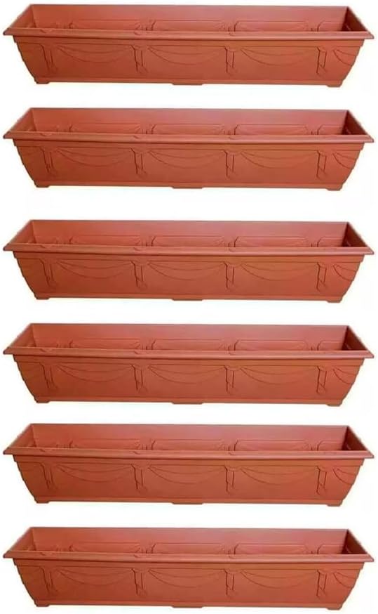 shopior Venetian Window Box Planter Pot– Durable Rectangle Plastic Outdoor Planters for Home & Garden | Planting Trough for Windows (Green - Pack 1, 40cm - (Window Box))