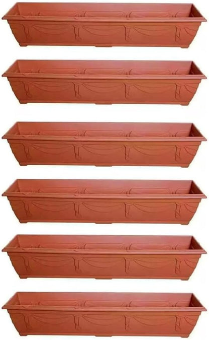 shopior Venetian Window Box Planter Pot– Durable Rectangle Plastic Outdoor Planters for Home & Garden | Planting Trough for Windows (Green - Pack 1, 40cm - (Window Box))