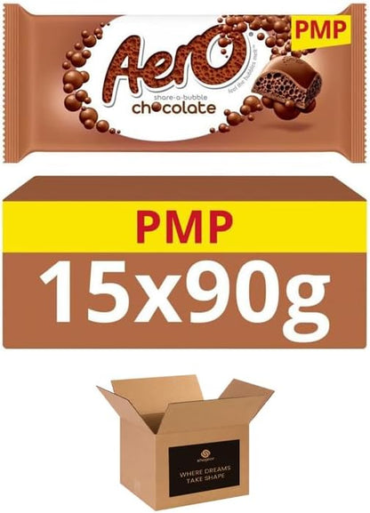Aeroo Flavoured Aerated Milk Chocolate Sharing Bars - Light & Bubbly Texture | Cocoa Treats for Gifting, Parties, Events or Everyday Choco Treat - 15 x 90g (Aeroo Coconut-15 Bars-90g)