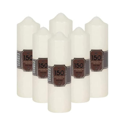 Decorative Long-Lasting Unscented Overdipped Church Pillar Candle Set | Slow Burning Giant Festive Candle for Home Decor with 150 Hr Burn Time | Smokeless Votive Candles | White (White Pack of 6)