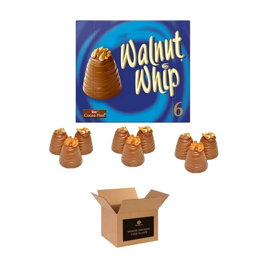 Walnut Whip Chocolate Gift Box – Classic Milk Chocolate with Creamy Centre & Walnut Topping | Treats for Kids | Choco Gift for Birthdays, Xmas, Hampers & Sharing - 180g (6 x 30g) (Pack 1)
