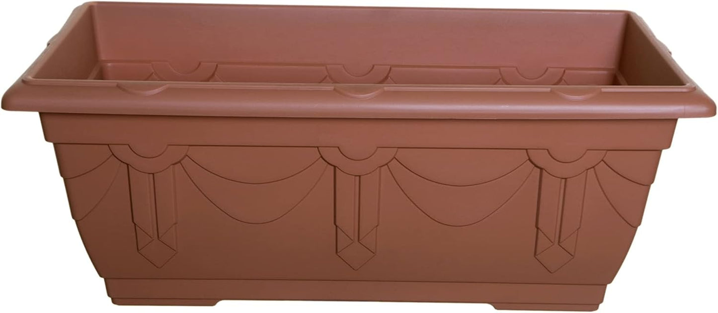 Set Of 2 Terracotta Venetian Patio Trough Pot Large Plastic Garden Planter Pot 60cm