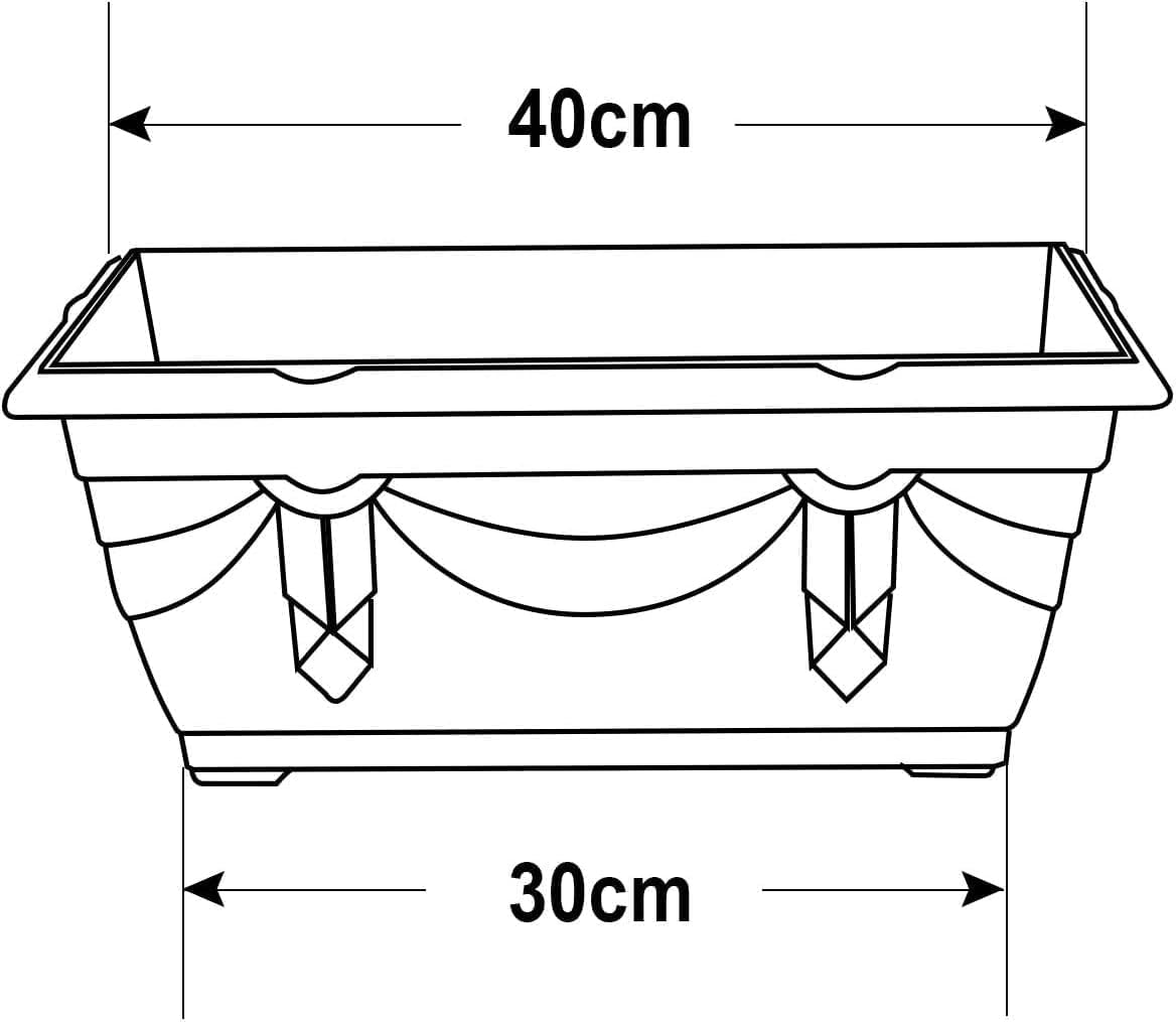shopior Venetian Window Box Planter Pot– Durable Rectangle Plastic Outdoor Planters for Home & Garden | Planting Trough for Windows (Green - Pack 1, 40cm - (Window Box))