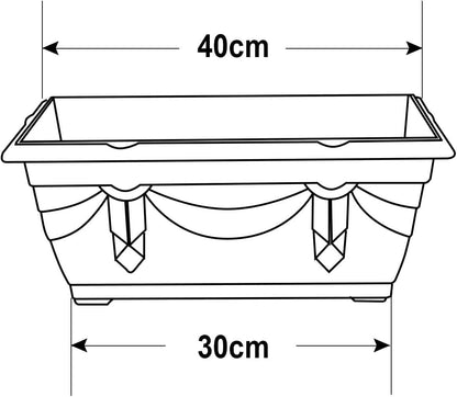 shopior Venetian Window Box Planter Pot– Durable Rectangle Plastic Outdoor Planters for Home & Garden | Planting Trough for Windows (Green - Pack 1, 40cm - (Window Box))