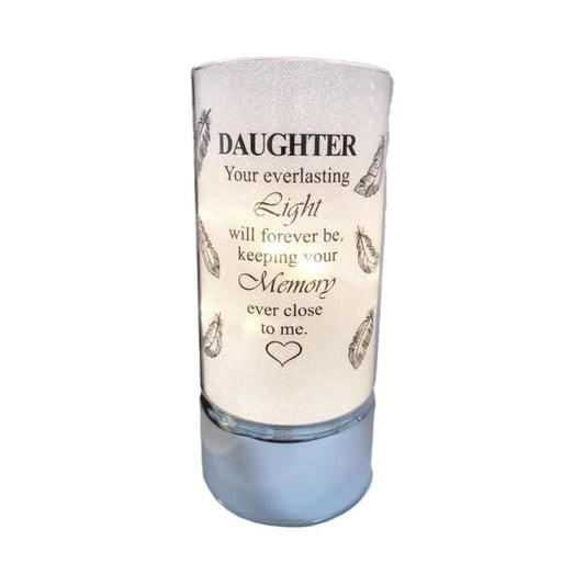 Memorial Light Tube with LED Twinkling Lights – 20cm | Glass Graveside Ornament with Butterfly & Lavender Design, Engraved Sentimental Verse – Weatherproof Remembrance Gift for (Daughter)