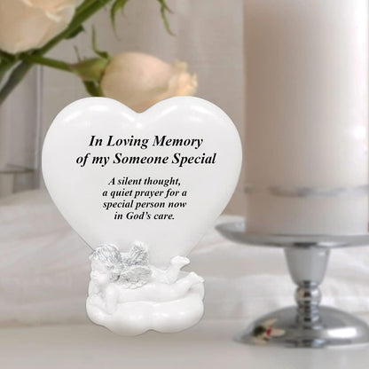 Memorial Heart Plaques Grave Cherub Ornaments - Personalised Grave Decoration Plaques, Cherub, Engraved with Remembrance Quotes in Loving Memory of your Special Ones (Someone Special)