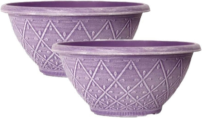 shopior Plastic Prisma Bowl Planter – Round Garden Flower Pot with Drainage Holes, Weatherproof Durable Plastic, Outdoor & Indoor Plant Pot for Home, Patio, Balcony & Garden (MossGreen-30cm, Pack 1)