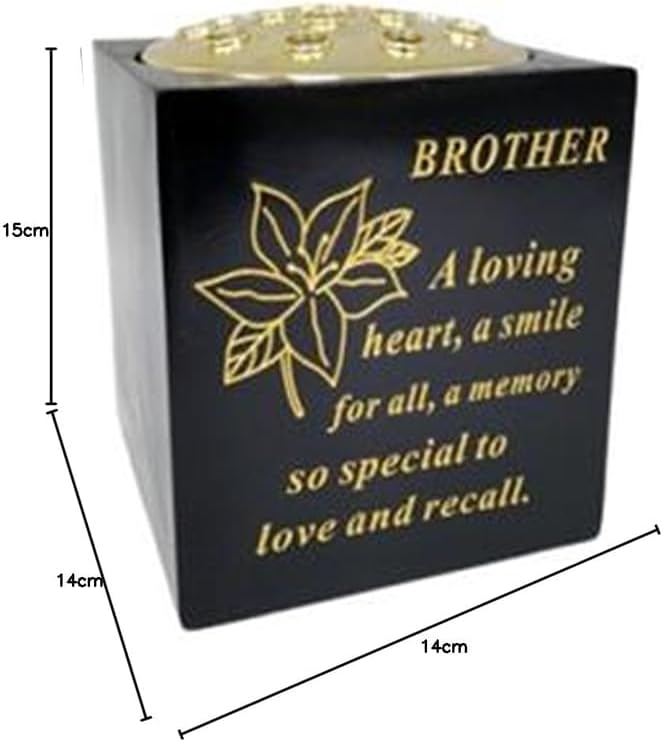 Graveside Memorial Vase – Weatherproof Grave Flower Container with Removable Lid – Elegant Cemetery Tribute Vase | Remembrance Ornament, Sympathy Gift for Loved One (Brother)