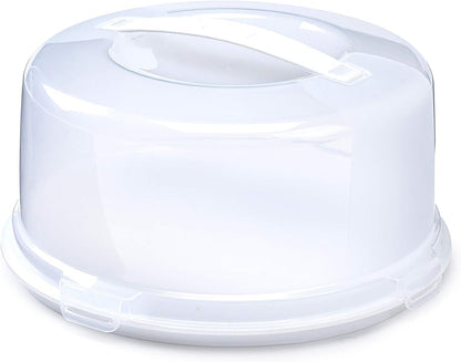 Airtight BPA-free Plastic Reusable Storage Cake Box | Portable Takeaway Food Storage Container with Lid | Cake Carrier with Handle Box | Lockable Cover Box Multipack (Plastic, Three Pack Square)