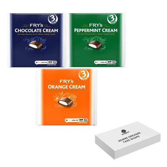 Fryyss Chocolate Cream Bar Bundle | 3 × Chocolate Cream, 3 × Peppermint Cream, 3 × Orange Cream – Rich Dark Chocolate – Snack Bars for Gifting, Sharing & Xmas, Stocking Fillers, Birthday-147g (9 Bars)