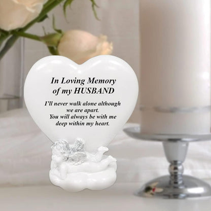 OnlineStreet Memorial Heart Plaques Grave Cherub Ornaments - Personalised Grave Decoration Plaques, Cherub, Engraved with Remembrance Quotes in Loving Memory of your Special Ones (Husband)