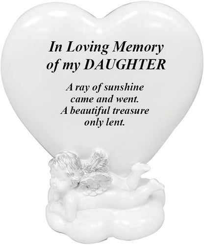 OnlineStreet Memorial Heart Plaques Grave Cherub Ornaments - Personalised Grave Decoration Plaques, Cherub, Engraved with Remembrance Quotes in Loving Memory of your Special Ones (Husband)