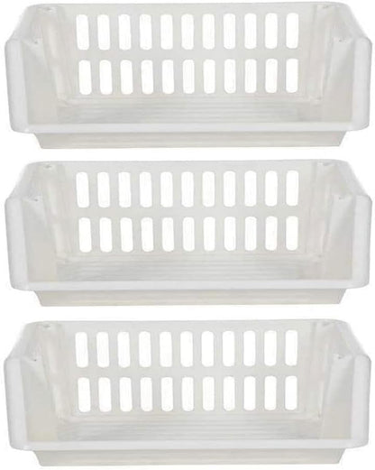 Compact 3 Tier Stackable Kitchen Sink Organiser| Durable Plastic Storage Basket | Multi-Purpose Stacking Basket | Kitchen Shelves Veg Rack, Plastic Fruit Storage Stand (Silver, 18 Centimetres)